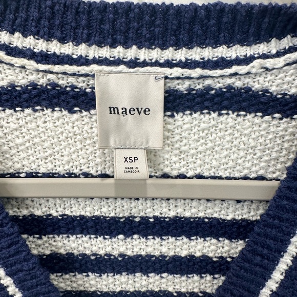 Anthropologie Maeve Nautical Striped Knit Button-Up Sweater Vest XS Petite - Picture 5 of 7